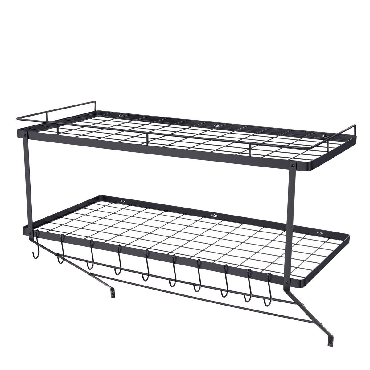 VEVOR Pot Rack Wall Mounted, 30 Inch Pot And Pan Hanging Rack, Pot And Pan Hanger With 12 S Hooks, 55 Lbs Loading Weight, Ideal For Pans, Utensils, Cookware In Kitchen_maomaolike.com