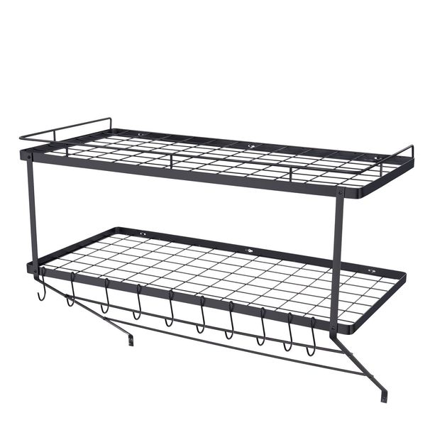 VEVOR Pot Rack Wall Mounted, 30 Inch Pot And Pan Hanging Rack, Pot And Pan Hanger With 12 S Hooks, 55 Lbs Loading Weight, Ideal For Pans, Utensils, Cookware In Kitchen_maomaolike.com