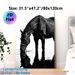 Black Horse Drinking Painting Poster, Monochrome Realistic Horse & Water Reflection Poster, Tranquil Elegant Wall Art, Suitable For Living Room_maomaolike.com