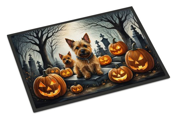 Norwich Terrier Spooky Halloween Doormat Front Door Mat Indoor Outdoor Rugs For Entryway, Non Slip Washable Low Pile, 24H X 36W_maomaolike.com