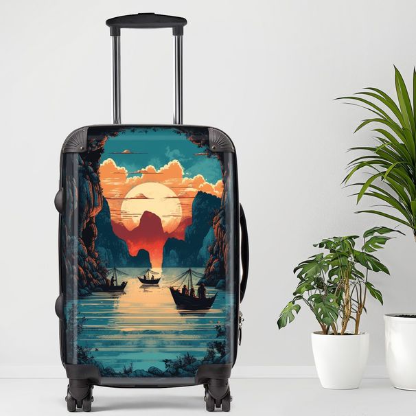 Ha Long Bay Luggage, 20/24/28 Inch Luggage, Carry-On, Custom Luggage, Luggage Set, Suitcase, Travel, Vacation, Cabin Suitcase, Custom Suitcase, Personalized Luggage_maomaolike.com
