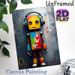 Robot With Headphones Painting Poster, Vibrant Graffiti-style Poster, Colorful Worn Robot With Puzzle-pattern Torso, Unique Artistic Wall Decor For_maomaolike.com