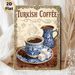 Turkish Coffee Painting Poster, Vintage Ornate Framed Poster, Showcasing Decorated Coffee Cup, Pot, Beans And Delight, Brings Warm Nostalgic Vibe_maomaolike.com
