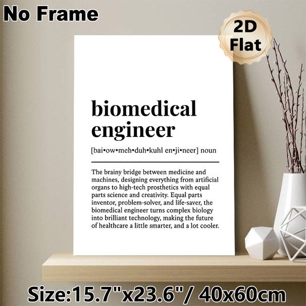 Biomedical Engineer Definition Painting Poster, Minimalist Typographic Text Poster, Professional Career-themed Decor Suitable For Office, Home_maomaolike.com