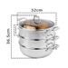 SOGA 2X 3 Tier 32cm Heavy Duty Stainless Steel Food Steamer With Glass Lid_maomaolike.com