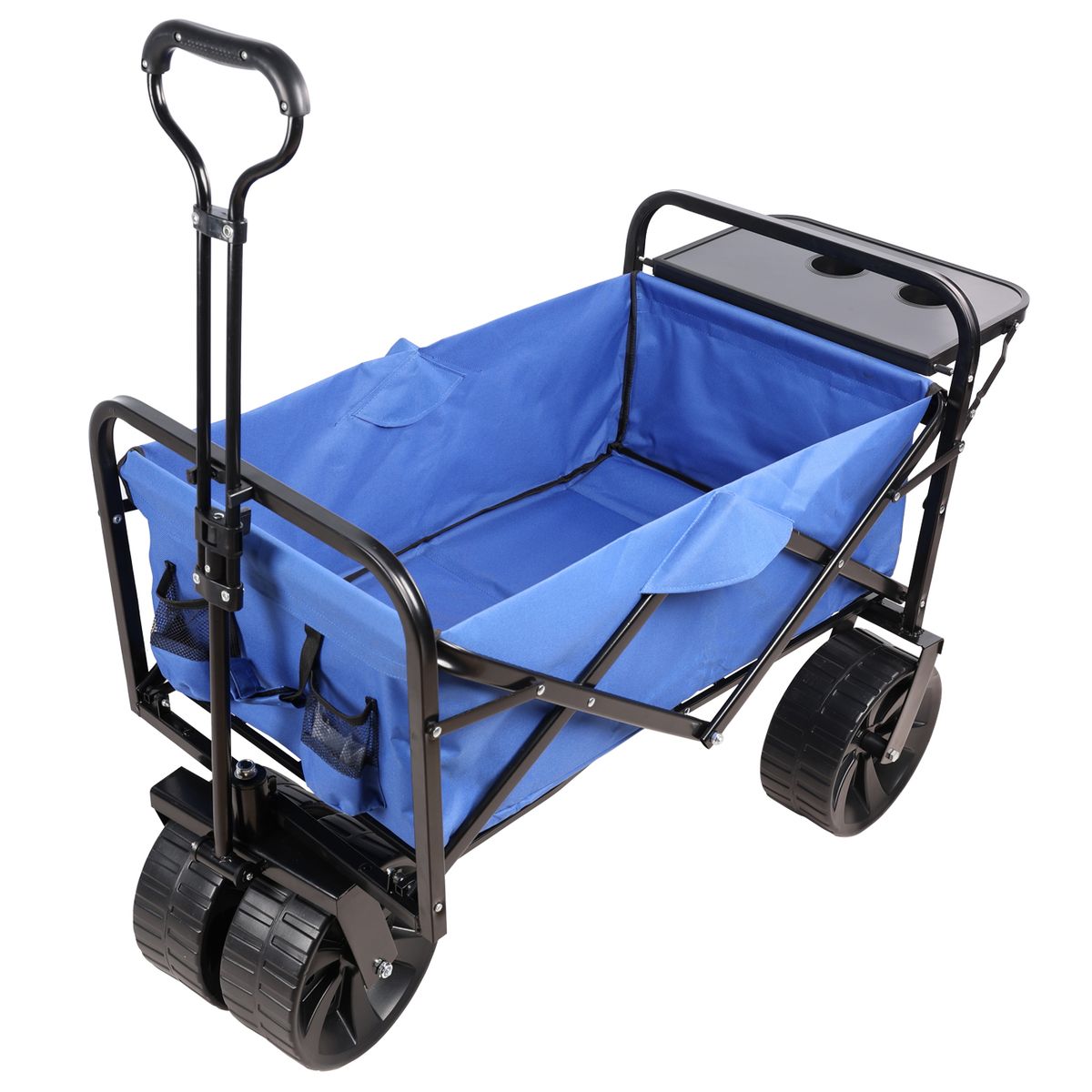 Folding Wagon Garden Shopping Beach Cart (Blue)_maomaolike.com