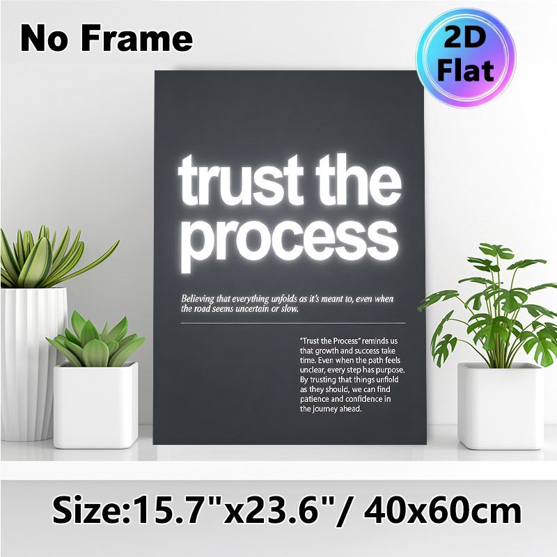 Inspirational "Trust The Process" Painting Poster, Minimalist Dark-toned Typographic Poster, Motivational Message To Foster Patience And Confidence_maomaolike.com