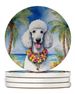White Poodle Luau Large Sandstone Coasters Pack Of 4 Absorbent Round Coasters Decor Gifts For Men Or Women, 4 In, Multicolor_maomaolike.com