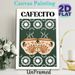 Cafecito Themed Painting Poster, Bohemian Vintage Style Illustrated Paired Clay Coffee Mugs With Floral Pattern Poster, Warm Coffee-inspired Decor_maomaolike.com