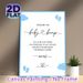 Baby Shower Measure The Bump Painting Poster, Delicate Blue Footprint & Cloud Design Poster, Fun Interactive Game Decor For Baby Shower Parties_maomaolike.com