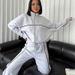 Women's Clothing leisure suit long sleeved half high collar cardigan sweater lace up striped trousers_maomaolike.com