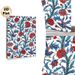 Floral & Bird Themed Painting Poster, Vibrant Ornate Botanical Poster, Rich Red Flowers & Blue Birds Decorative Artwork Ideal For Living Room, Bedroom_maomaolike.com