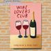 Wine Lovers Club Painting Poster, Vibrant Retro-style Wine Bottle & Glasses Poster, Warm Typography Design Brings Cozy Atmosphere For Home Bar, Dining_maomaolike.com