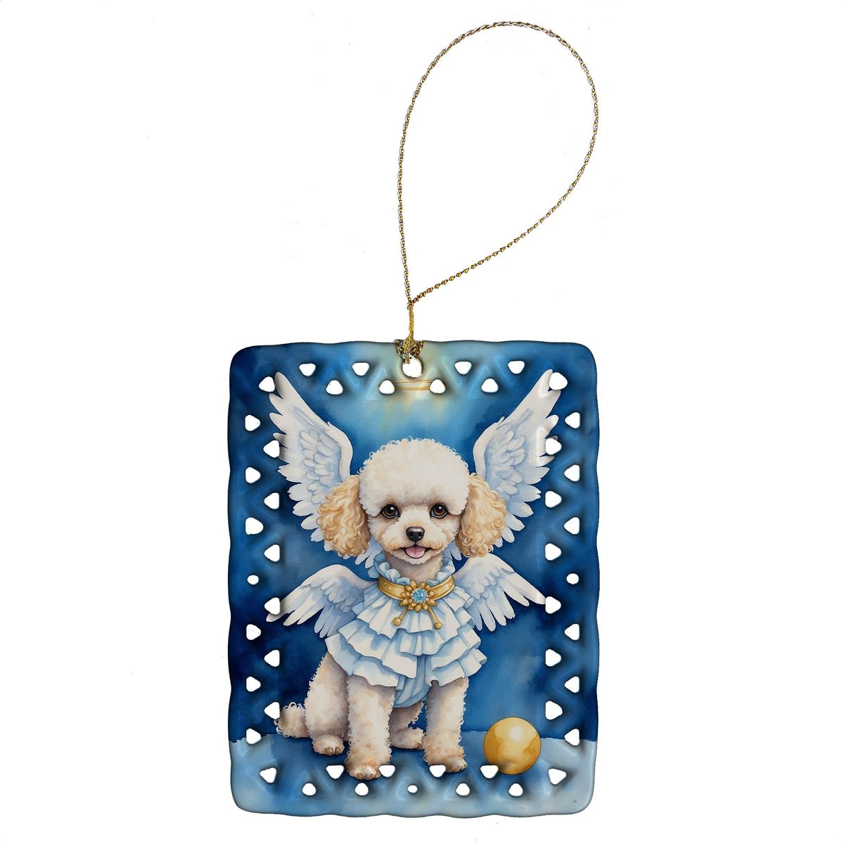 Poodle My Angel Porcelain Ornament Christmas Tree Hanging Decorations For Home Christmas Holiday, Rectangle, Gift, Multicolor_maomaolike.com