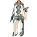 Women's clothing autumn new fashion printed lapel bat sleeve top loose trousers two-piece set_maomaolike.com