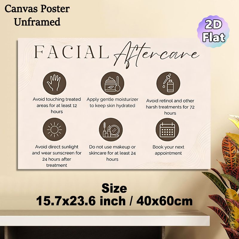Facial Aftercare Painting Poster, Minimalist Line-art Instructional Poster, Practical Post-facial Care Guide Suitable For Beauty Salons, Spas_maomaolike.com