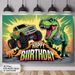 Dinosaur Monster Truck Birthday Banner - 2D Flat Polyester Backdrop With Happy Birthday Text, Green Orange, Wall Hanging Photo Props, Party Decor_maomaolike.com