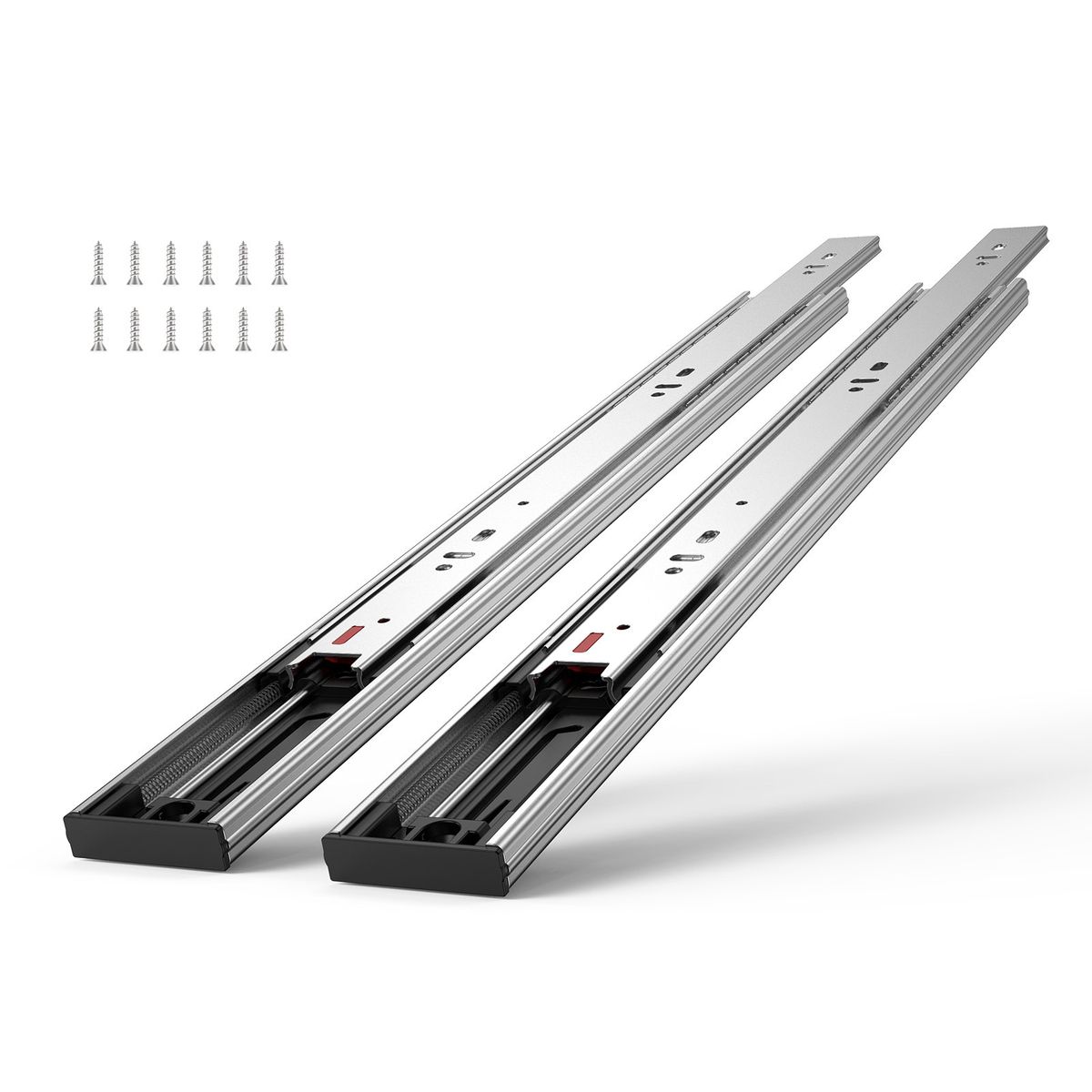 6 Pairs Of 24 Inch Drawer Slides Side Mount Rails, Heavy Duty Full Extension Steel Track, Soft-Close Noiseless Guide Glides Cabinet Kitchen Runners With Ball Bearing, 100 Lbs Load Capacity_maomaolike.com