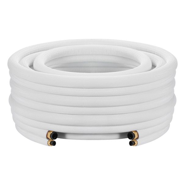 50ft Mini Split Line Set, 3/8” & 5/8” OD AC Copper Tubing Pipe, 3/8 White PE Thickened Insulated Coil With Flared Nuts, Rich Fittings, For Mini Split Air Conditioner HVAC Or Heat Pump System_maomaolike.com