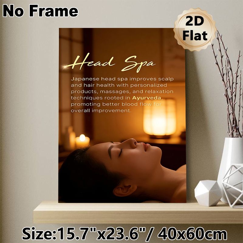 Head Spa Painting Poster, Warm-hued Tranquil Spa Scene Poster, Soothing Design To Enhance Relaxing Atmosphere For Spa Salons And Wellness Spaces_maomaolike.com