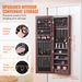 VEVOR Mirror Jewelry Cabinet 47.05in Lockable Wall Or Door Mounted Armoire Brown_maomaolike.com