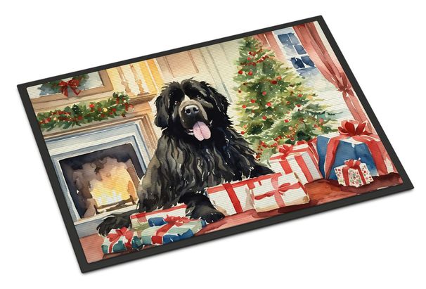 Newfoundland Cozy Christmas Doormat Front Door Mat Indoor Outdoor Rugs For Entryway, Non Slip Washable Low Pile, 24H X 36W_maomaolike.com
