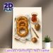 Turkish Breakfast Painting Poster, Watercolor-style Warm Sesame Bagels & Traditional Tea Scene Poster, Cozy Culinary Artwork Ideal For Kitchen, Dining_maomaolike.com