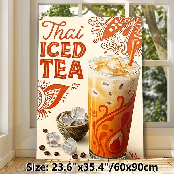 Thai Iced Tea Painting Poster, Warm-toned Bohemian Style Poster, Appealing Drink-themed Decor Ideal For Café, Kitchen And Dining Area_maomaolike.com
