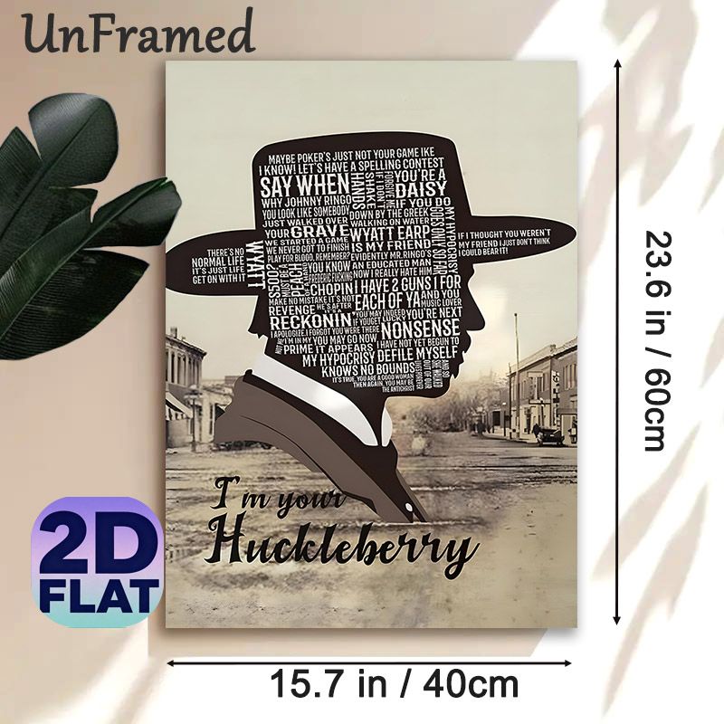 Western Cowboy Quote Painting Poster, Vintage Typographic Silhouette Poster, Nostalgic Classic Western Movie Quotes Design With Retro Town Backdrop_maomaolike.com