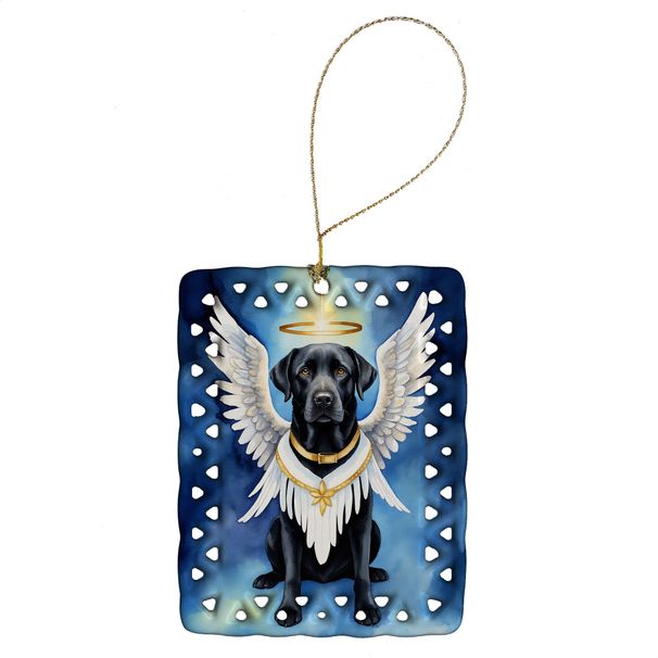 Black Labrador Retriever My Angel Porcelain Ornament Christmas Tree Hanging Decorations For Home Christmas Holiday, Rectangle, Gift, Multicolor_maomaolike.com