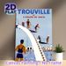 Trouville Retro Pool & Water Slide Painting Poster, Vintage Travel Style Poster, Nostalgic Seaside Leisure Decor Idea For Living Room, Coastal Spaces_maomaolike.com