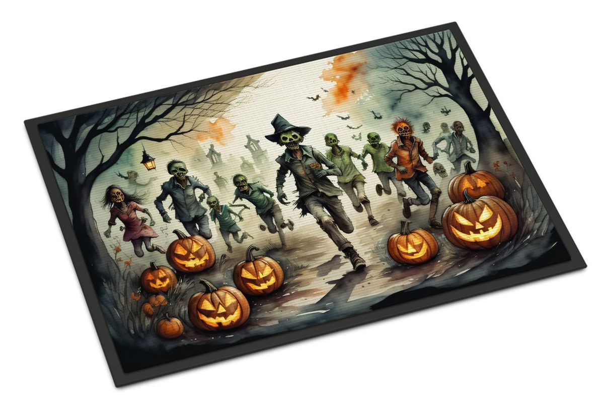 Zombies Spooky Halloween Doormat Front Door Mat Indoor Outdoor Rugs For Entryway, Non Slip Washable Low Pile, 24H X 36W_maomaolike.com