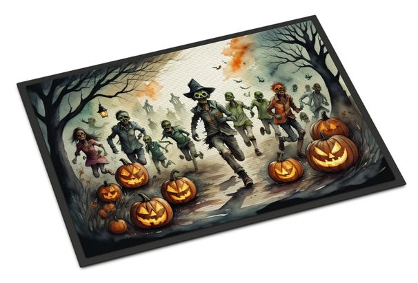Zombies Spooky Halloween Doormat Front Door Mat Indoor Outdoor Rugs For Entryway, Non Slip Washable Low Pile, 24H X 36W_maomaolike.com