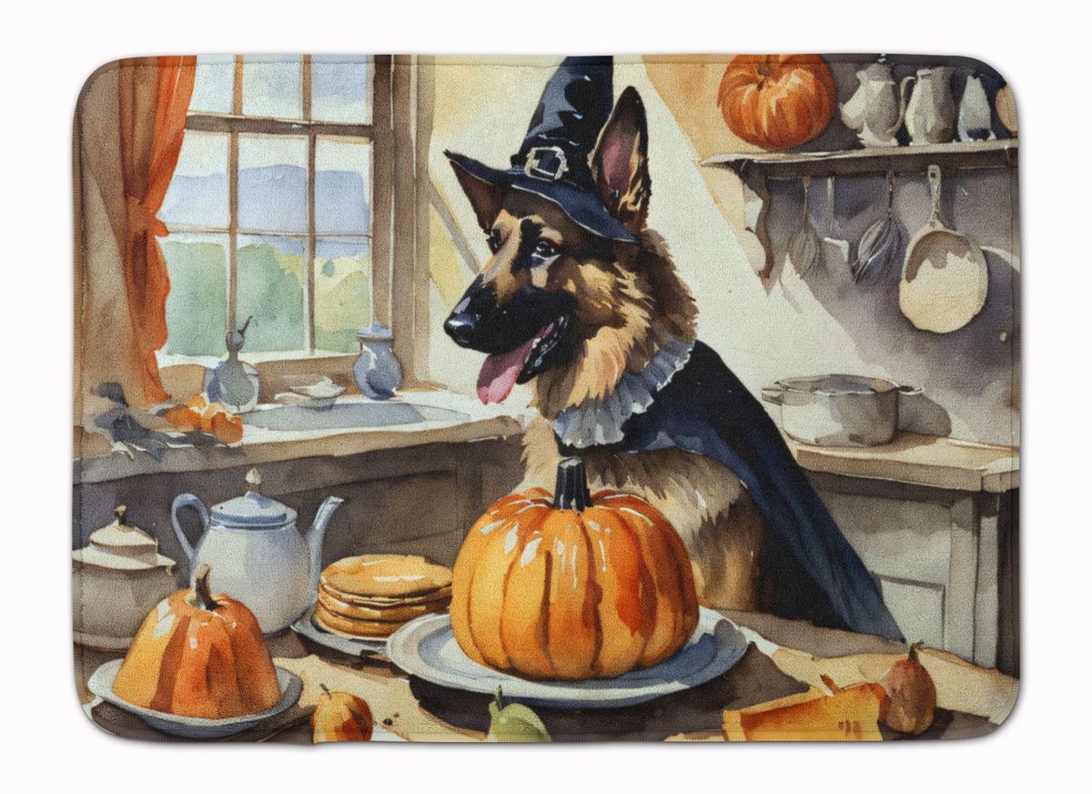 German Shepherd Fall Kitchen Pumpkins Memory Foam Kitchen Mat Machine Washable Anti-Fatigue Mat Cushion Comfort Bath Mat Or Kitchen Rug_maomaolike.com