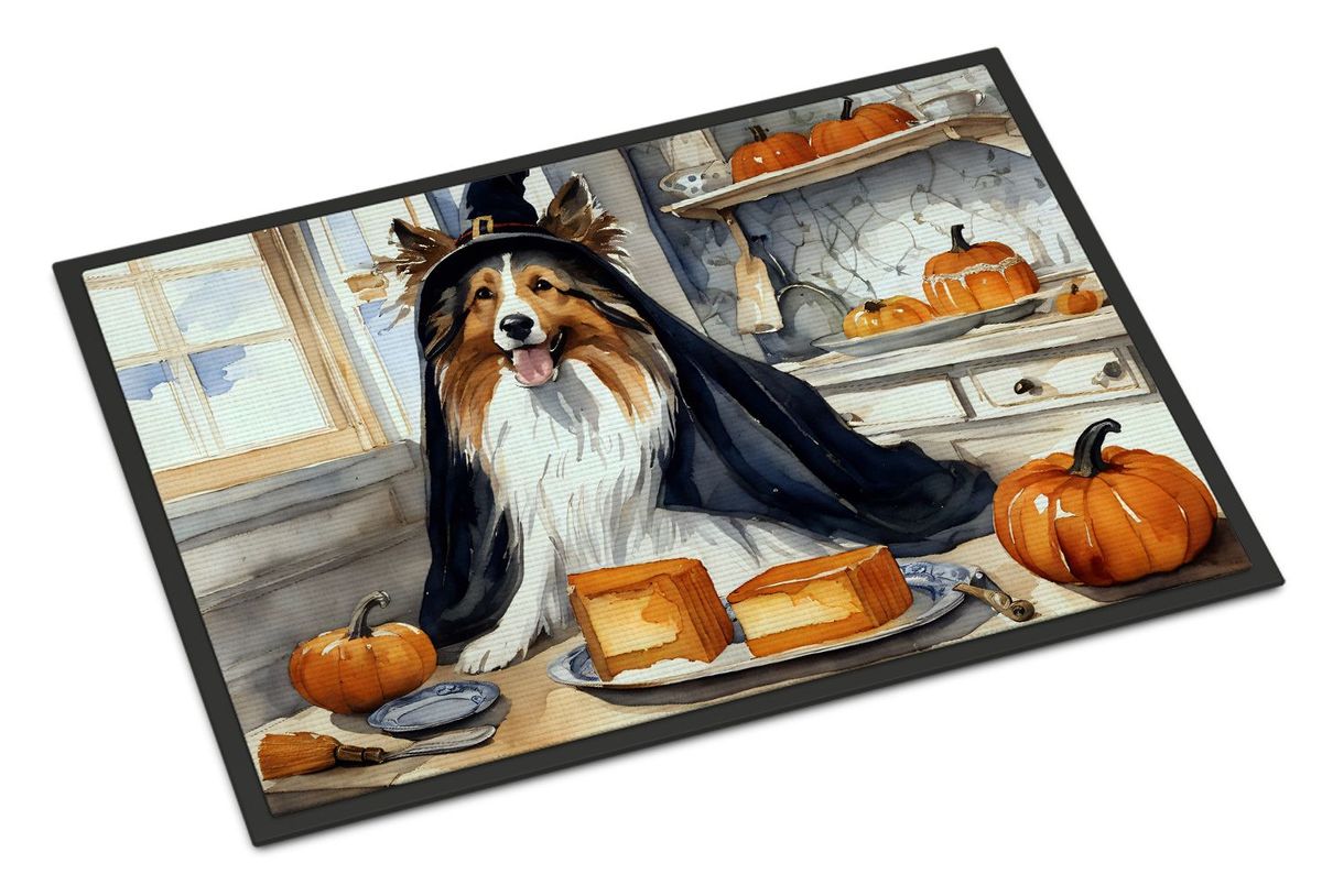 Sheltie Fall Kitchen Pumpkins Doormat Front Door Mat Indoor Outdoor Rugs For Entryway, Non Slip Washable Low Pile, 24H X 36W_maomaolike.com