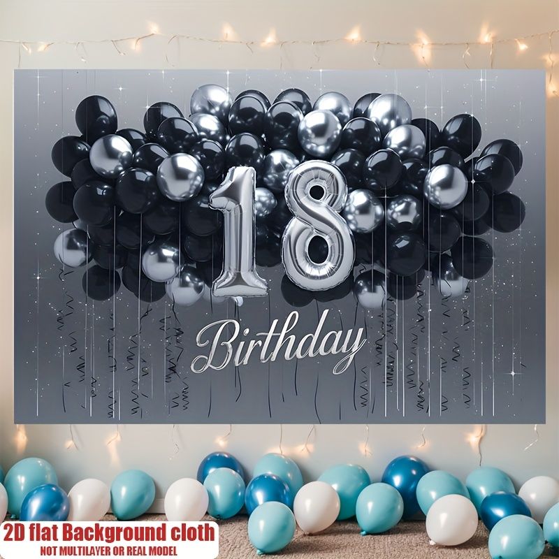 18th Birthday Party Banner - 2D Flat Polyester Backdrop, Wall Hanging Photo Props, Party Decor_maomaolike.com
