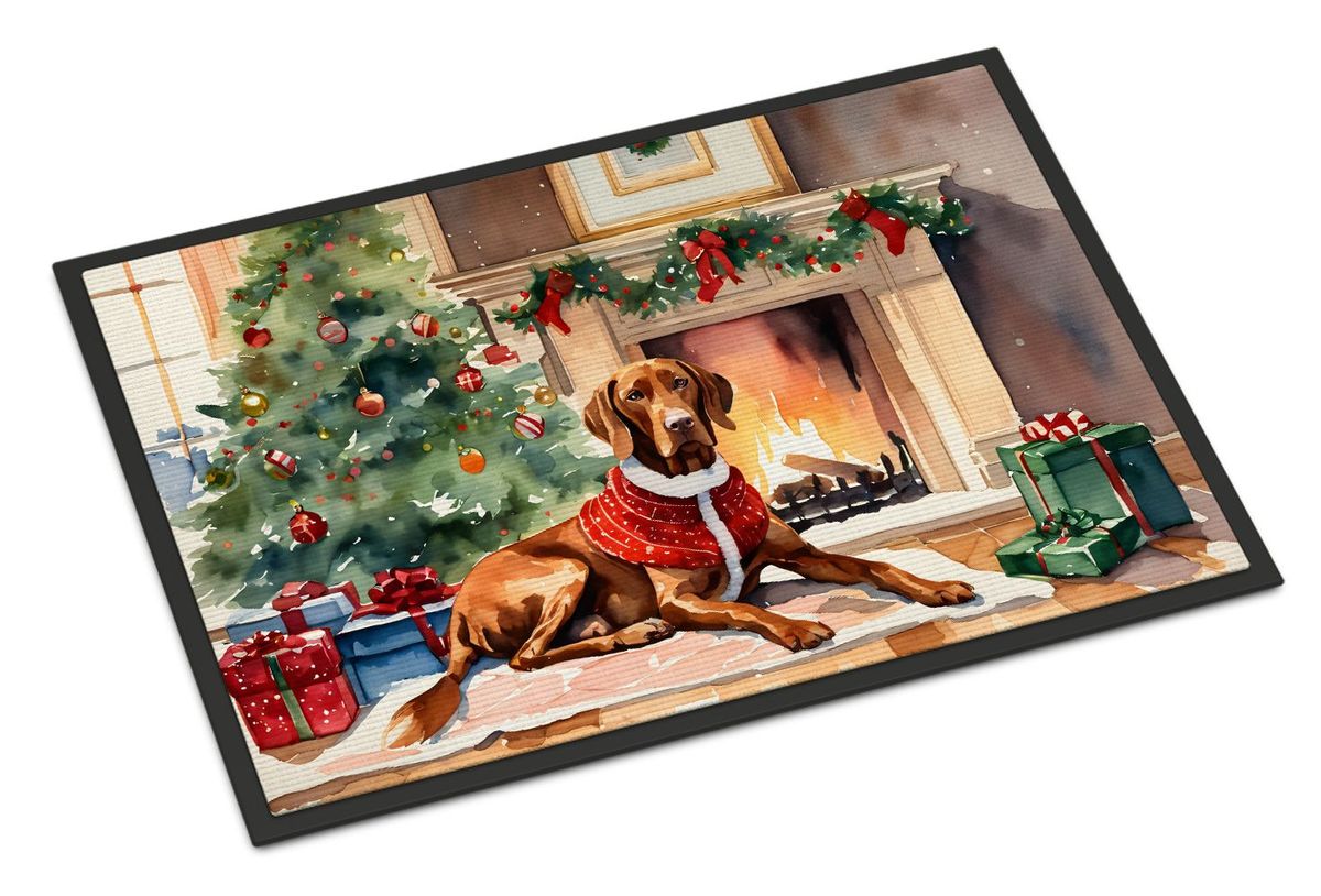Vizsla Cozy Christmas Doormat Front Door Mat Indoor Outdoor Rugs For Entryway, Non Slip Washable Low Pile, 24H X 36W_maomaolike.com