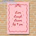"Live Laugh Leave By 9 Pm" Quote Painting Poster, Playful Pink & Red Handwritten Script With Bow Border Poster, Lighthearted Humorous Wall Decor For_maomaolike.com