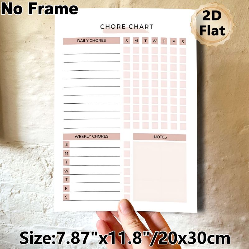 Chore Chart Painting Poster, Soft Blush Minimalist Chore Planner Poster, Practical Design To Track Daily And Weekly Household Tasks, Ideal For Home_maomaolike.com