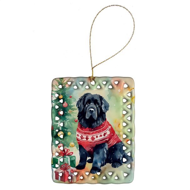 Newfoundland Christmas Porcelain Ornament Christmas Tree Hanging Decorations For Home Christmas Holiday, Rectangle, Gift, Multicolor_maomaolike.com