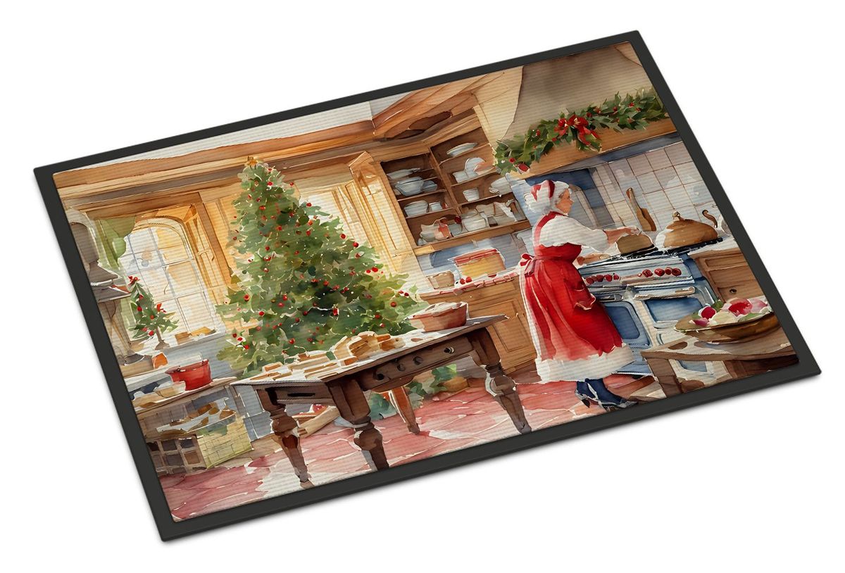 Cookies With Santa Claus Mrs. Claus Doormat Front Door Mat Indoor Outdoor Rugs For Entryway, Non Slip Washable Low Pile, 24H X 36W_maomaolike.com