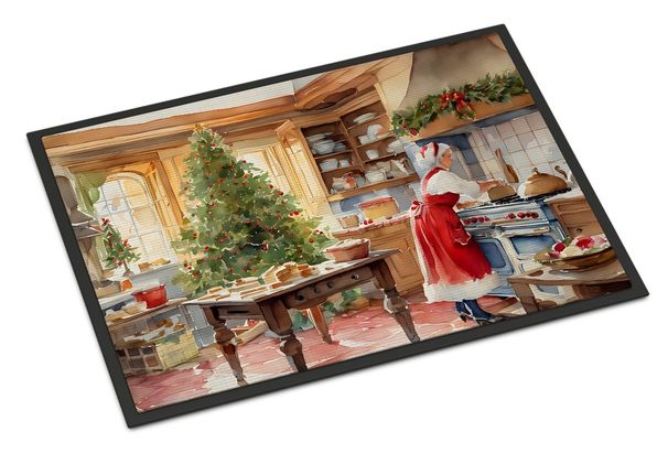 Cookies With Santa Claus Mrs. Claus Doormat Front Door Mat Indoor Outdoor Rugs For Entryway, Non Slip Washable Low Pile, 24H X 36W_maomaolike.com