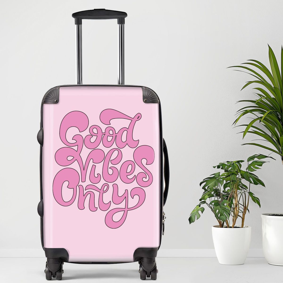 Good Vibes Only Luggage, 20/24/28 Inch Luggage, Carry-On, Custom Luggage, Luggage Set, Suitcase, Travel, Vacation, Cabin Suitcase, Custom Suitcase, Personalized Luggage_maomaolike.com