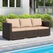 3 Pieces Patio Sectional Sofa Set PE Rattan Modular Couch Furniture Set With Soft Cushions Slip Foot Pads Accommodates Up To 400 Lbs_maomaolike.com