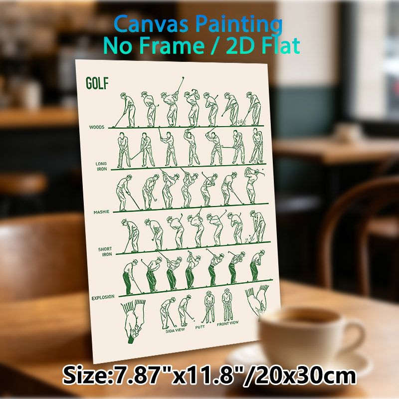Golf Swing Guide Painting Poster, Vintage Line Art Golf Swing Techniques Illustration Poster, Practical Skill Learning Reference Ideal For Home, Golf_maomaolike.com