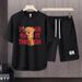 Men's Clothing 2024 Waffle Casual Summer Suit Men's Loose Teen Short sleeved T shirt Shorts Handsome Two piece Suit_maomaolike.com