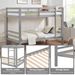 Twin Over Twin Bunk Bed With Thick Posts,Wooden Bunk Bed With High Guardrail And Ladder For Kids, Teens, Dorm Rooms, And Guest Rooms,No Box Spring Needed,Grey_maomaolike.com