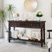 Classic Retro Style Console Table With Three Top Drawers And Open Style Bottom Shelf,Easy Assembly_maomaolike.com
