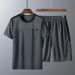 Men's Clothing Middle aged and elderly men's casual suits summer men's short sleeved shorts dad's loose clothes grandfather thin two piece suit_maomaolike.com