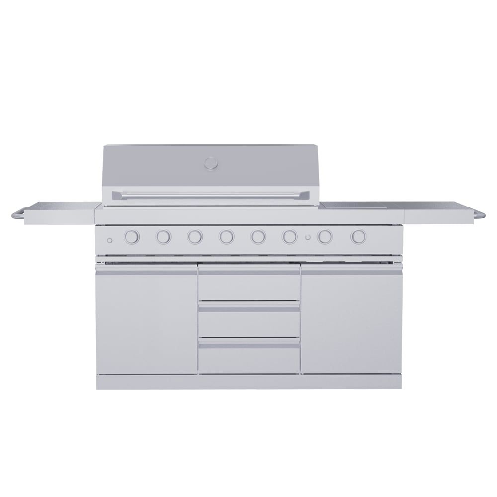 Large 8-Burner Outdoor BBQ Grill, 304 Food-Grade Stainless Steel, Electronic Ignition With Universal Wheels_maomaolike.com